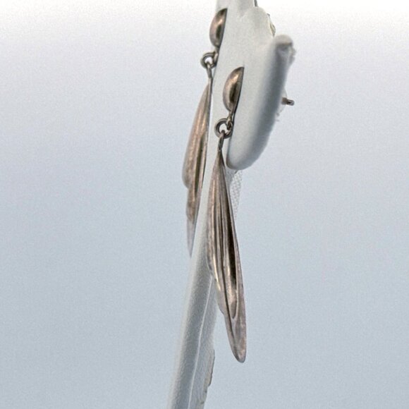 Estate Sterling Silver 925 Italy Retro Teardrop Stud Earrings EZ Push Backs - Picture 4 of 8